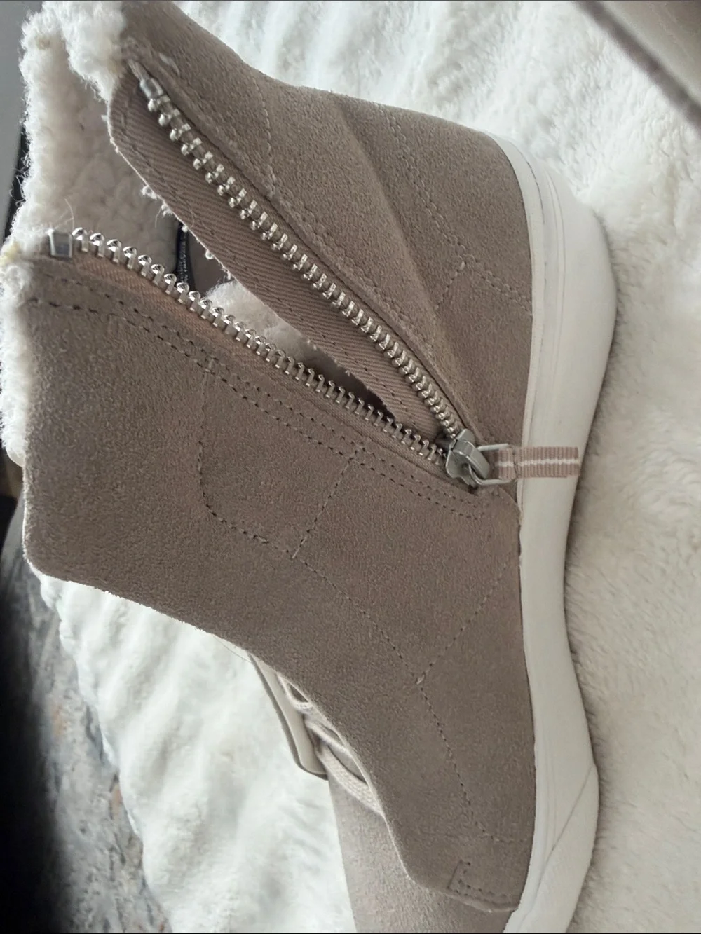 Keds Women's Taupe Faux-Suede Sherpa High-Top Sneakers